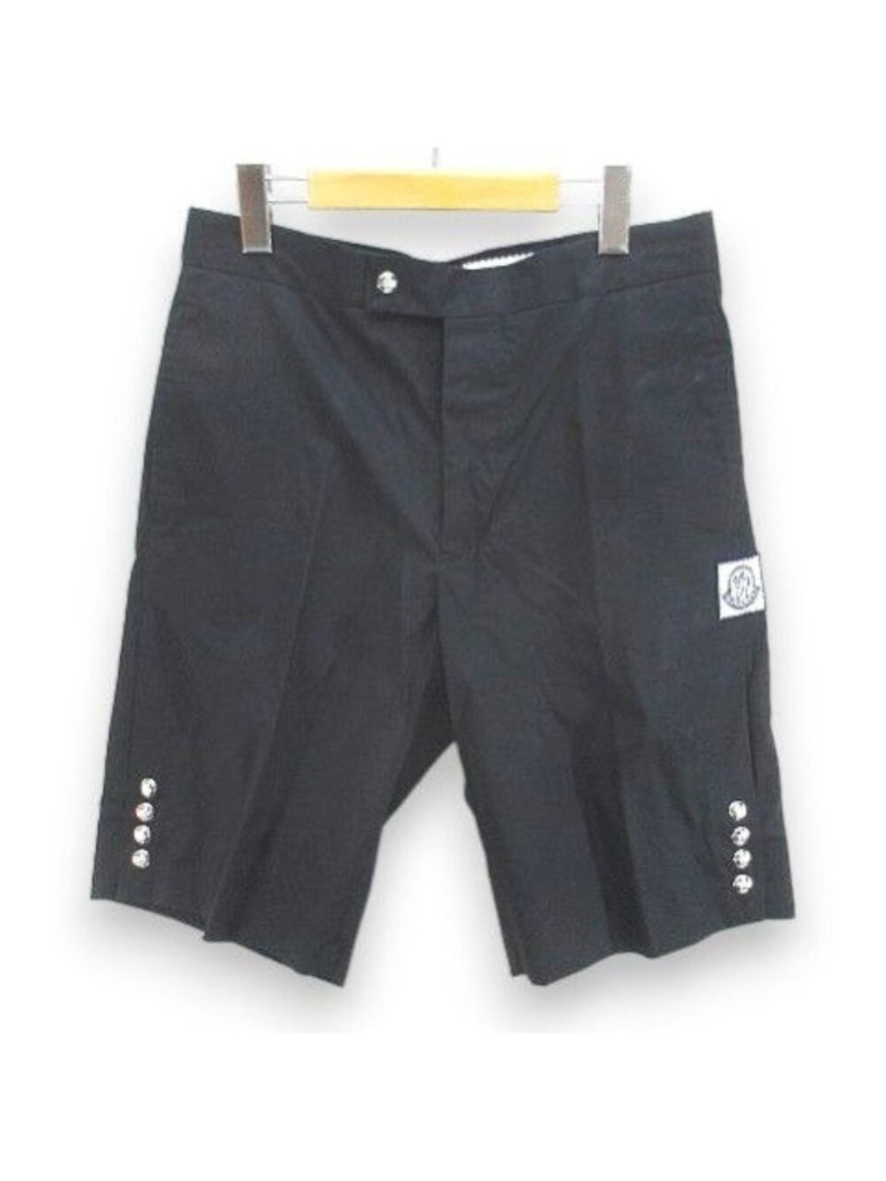 Moncler Pantalone Bermuda Knee Length Shorts Button Fly 1 Black Logo Letter